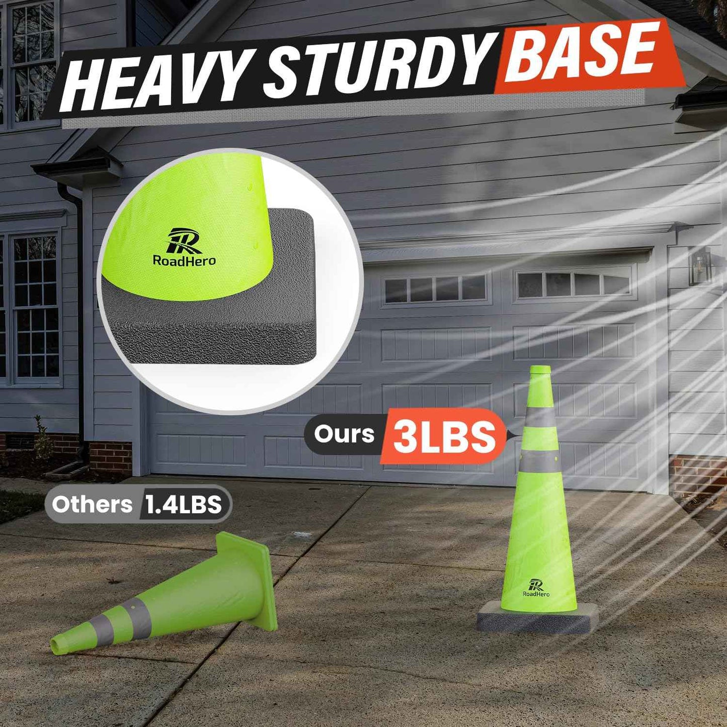 28 Inch Collapsible Traffic Safety Cones - Weighted Base & Reflective Collars, 4 Pack
