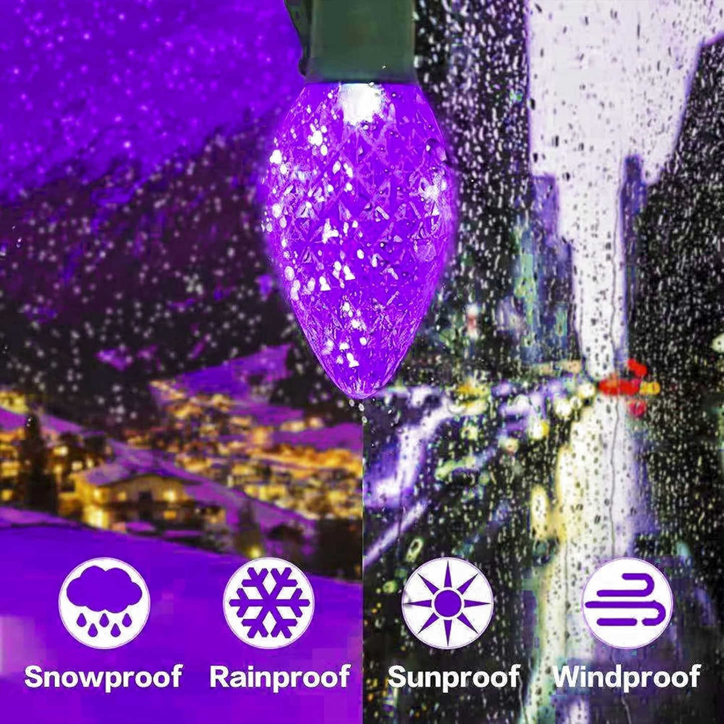 100 LED Orange & Purple C9 Halloween String Lights - Waterproof, 98FT, 13 Modes for Indoor/Outdoor Party Decor