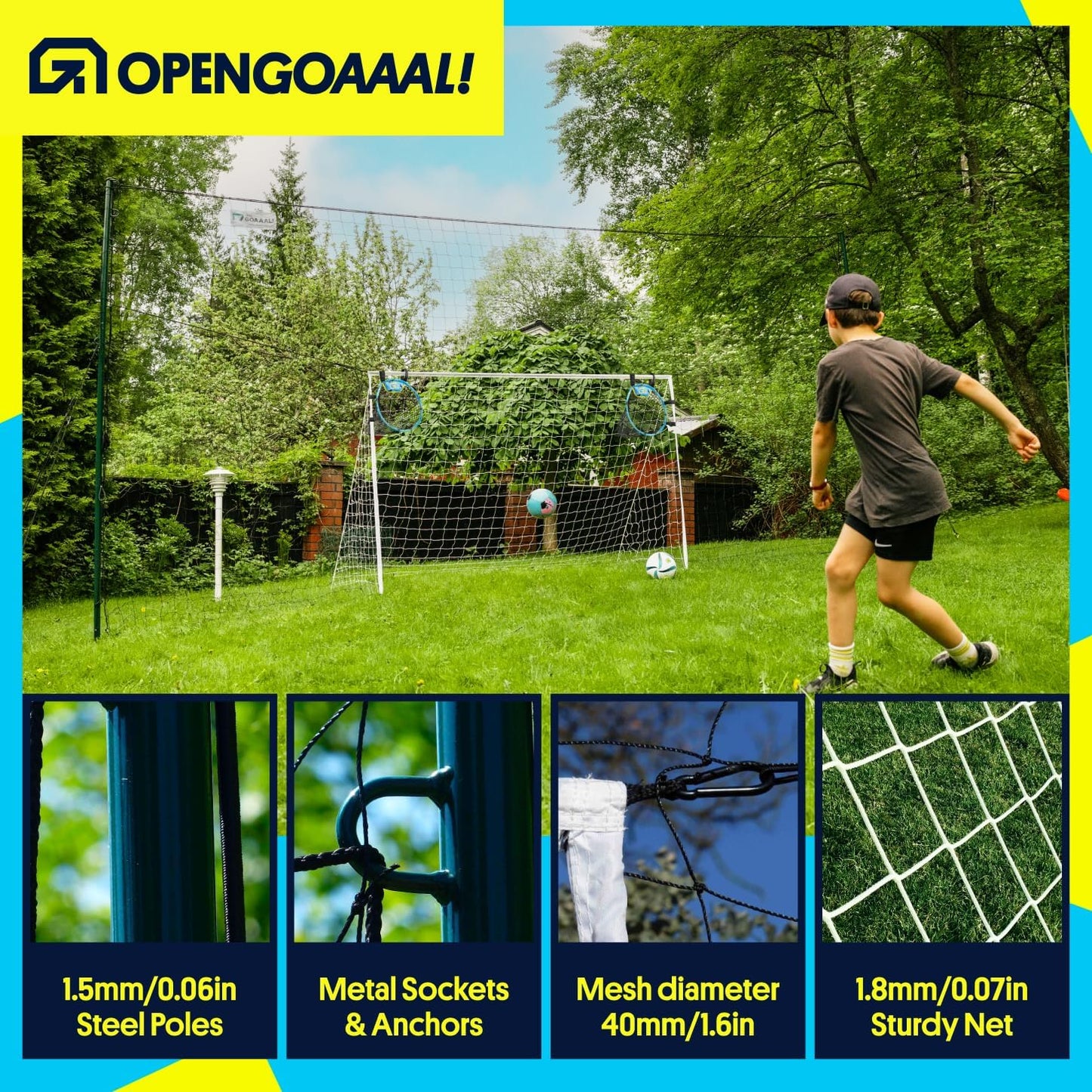 Open Goaaal 3-in-1 Soccer Training Rebounder - Versatile Soccer Goal for Volley & Passing - Outdoor Backyard Sports