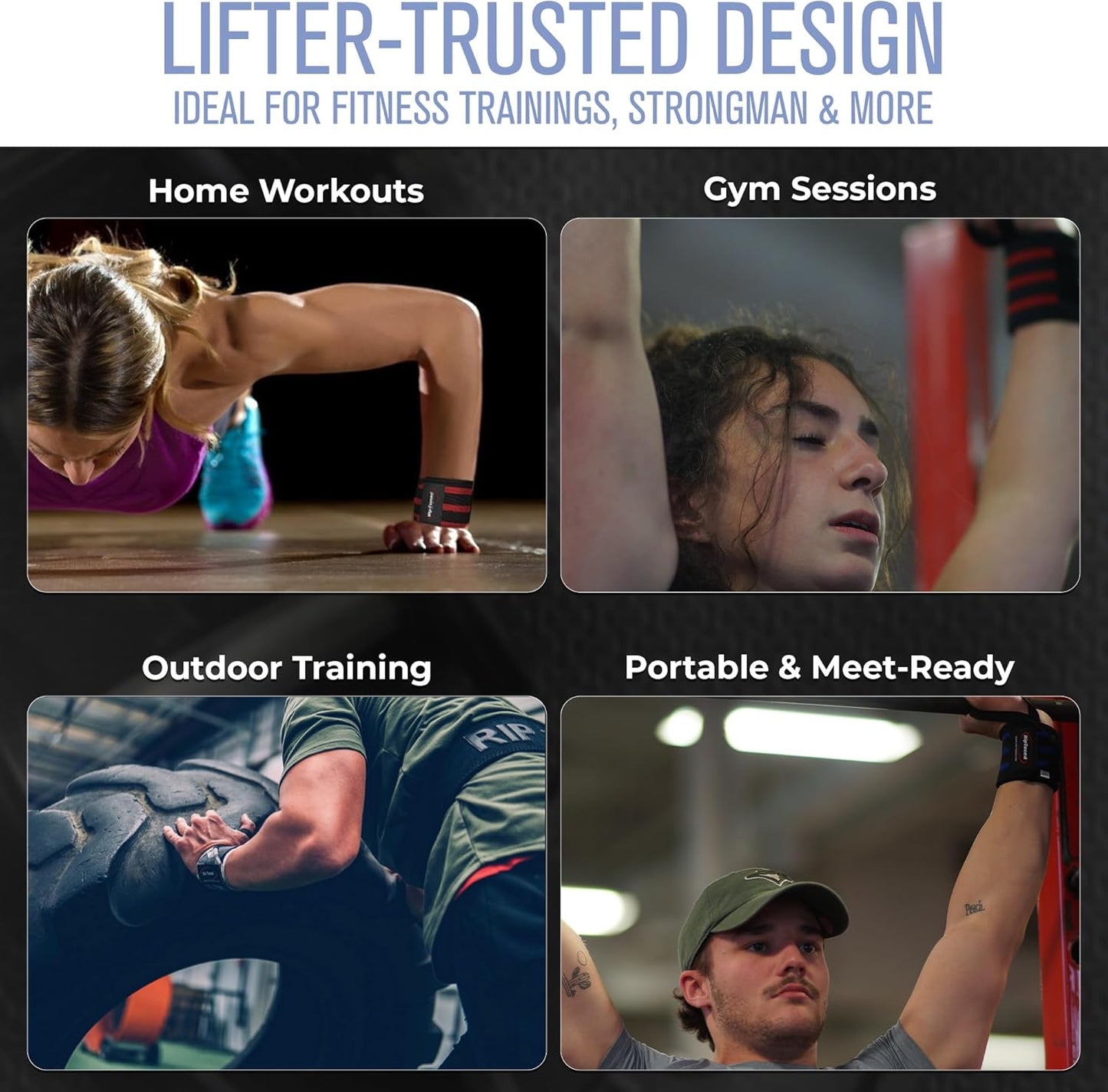 Rip Toned Wrist Wraps - USPA & USAPL Approved 18" Weightlifting Straps | Adjustable, Durable Support for Men & Women
