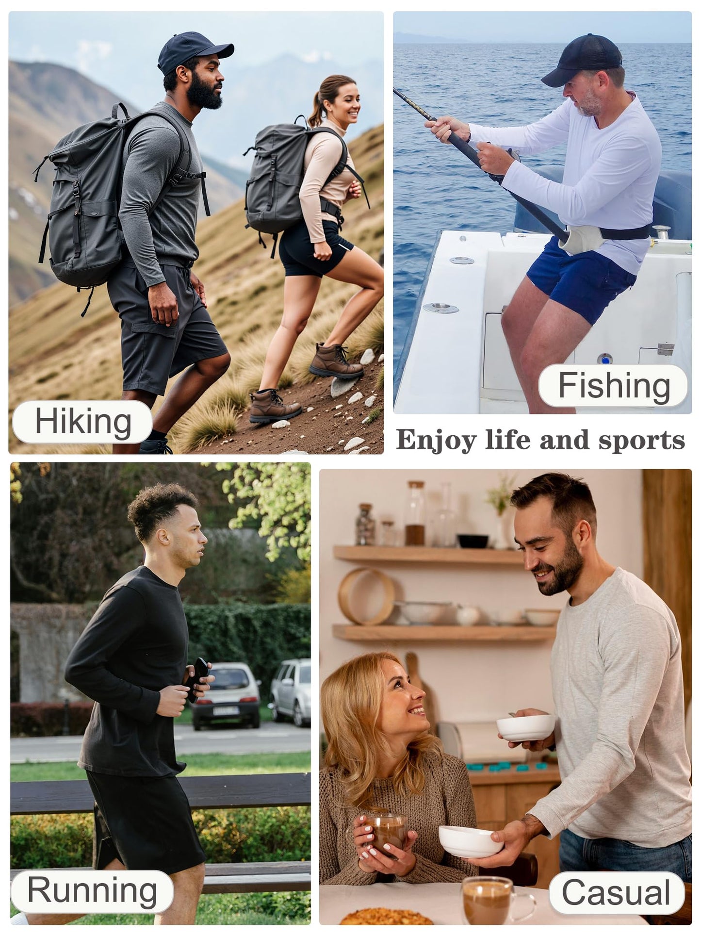 PLUMZJOY Mens UPF 50+ UV Sun Protection Shirts Outdoor Long Sleeve SPF Rash Guard for Fishing Hiking Swim Running Black M