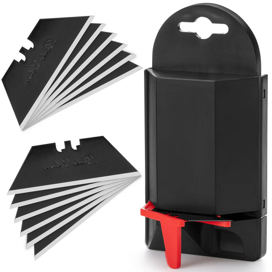 Bates- Utility Knife Blades with Dispenser, 100 Pack, Carbon Steel, Black, Box Cutter Blades, Utility Razor Blades Utility Knife