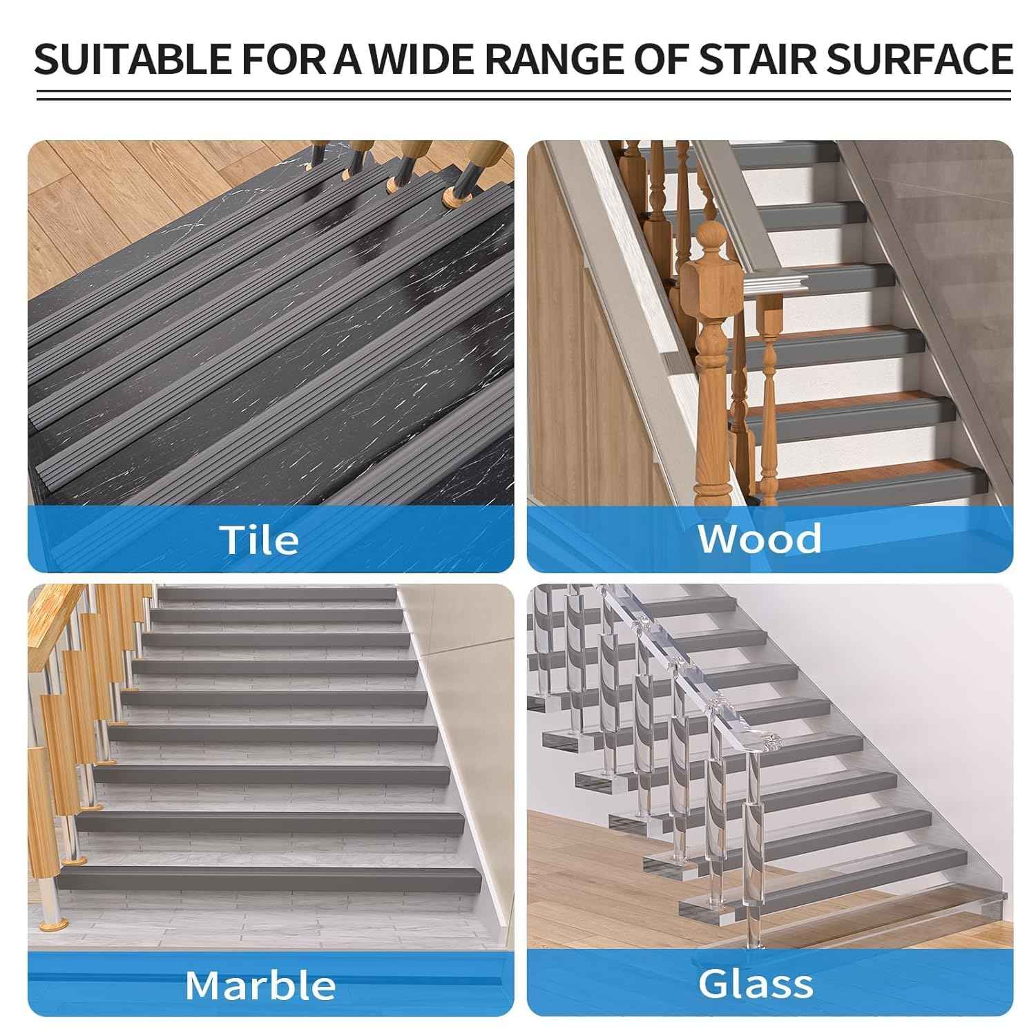 Self-Adhesive Rubber Stair Nosing Trim - 40 FT Black Edge Protector for Indoor & Outdoor Steps