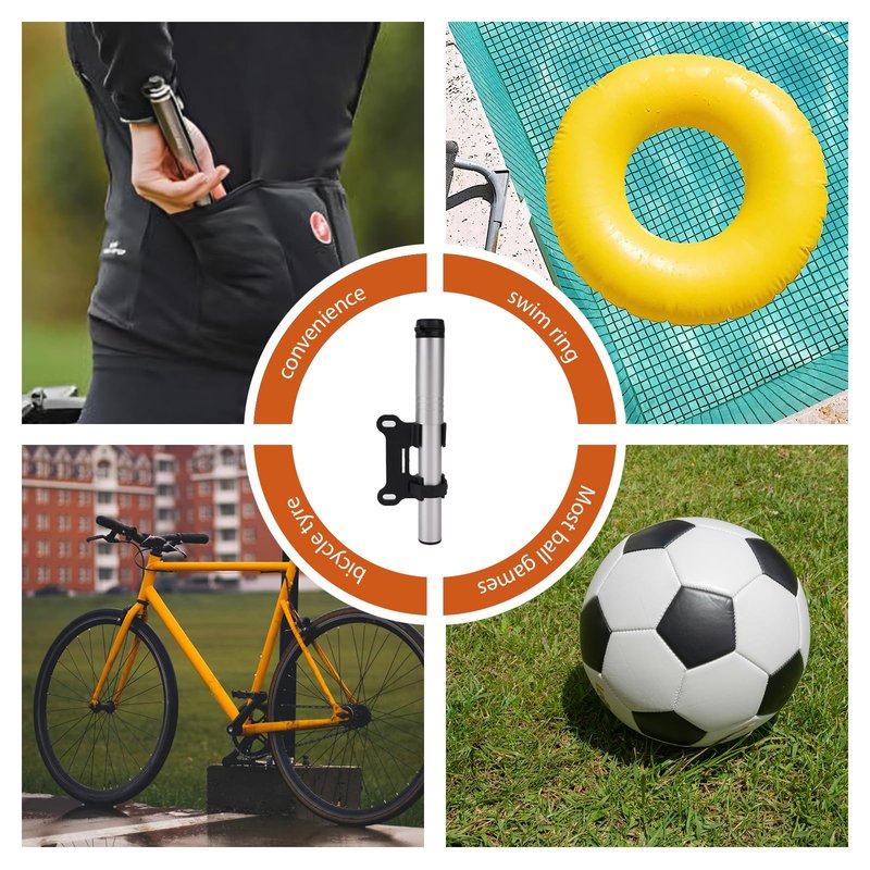 RidingRush Mini Bike Hand Pump, Portable Bicycle Tire Pump with Aluminum Alloy Body, Presta & Schrader Valve Compatible, Compact Manual Pump for Road, Mountain & E-Bike Use