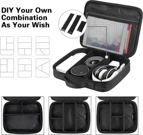 MATEIN Cable Organizer Bag, Large Travel Storage Bag Sturdy Tool Case with Handle for Phone Cord Electronics Accessories, Carrying Case for Tablet (Up to 12.9inch), Powerbank, Hard Drive, Black