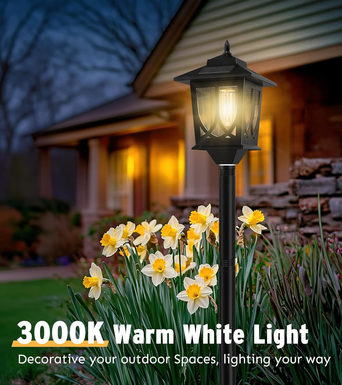 63" Waterproof Solar Lamp Post Light 2 Pack - Outdoor Patio & Porch Decor, Warm White