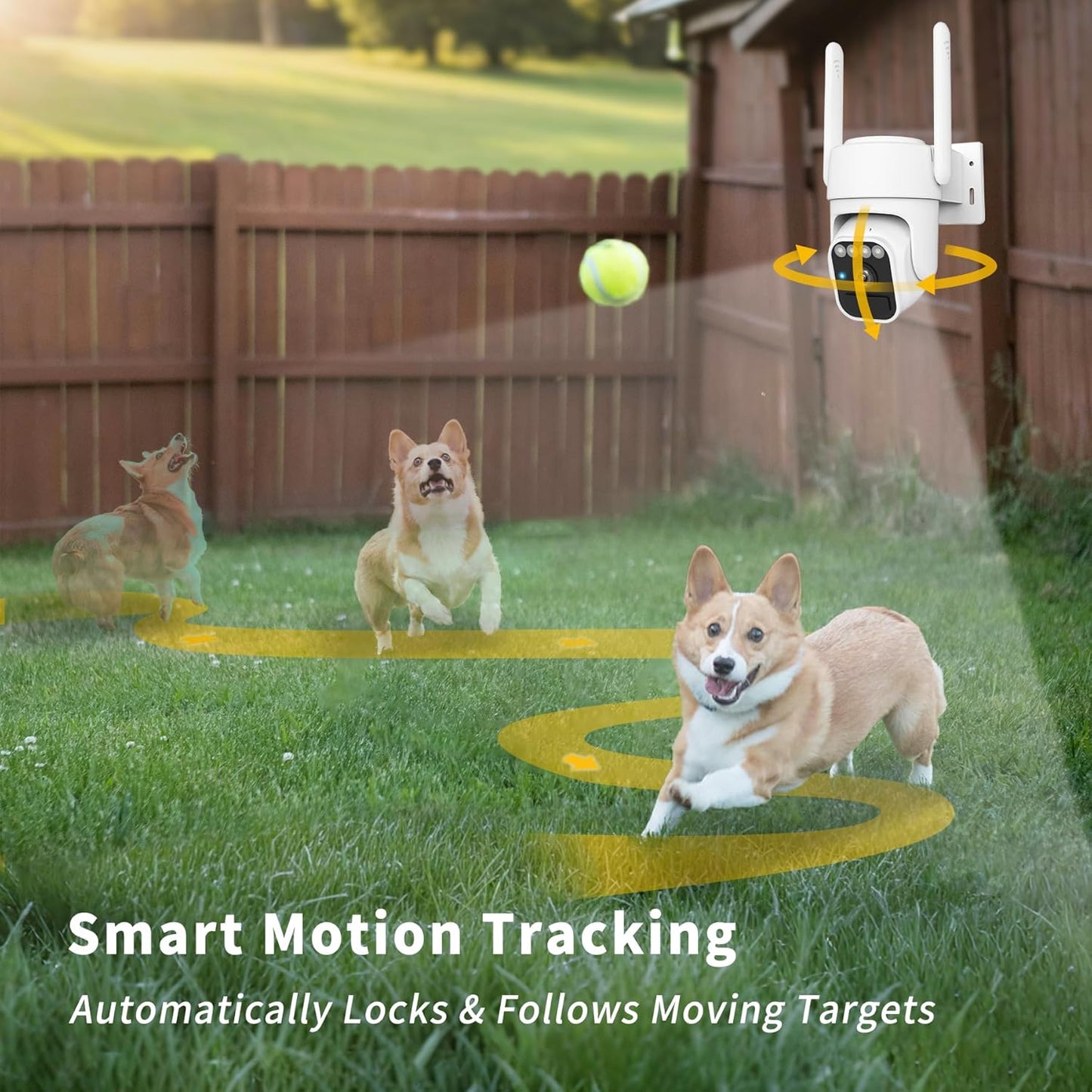 Wireless Solar Security Camera - 360° View, Two-Way Talk, Auto Tracking, Color Night Vision