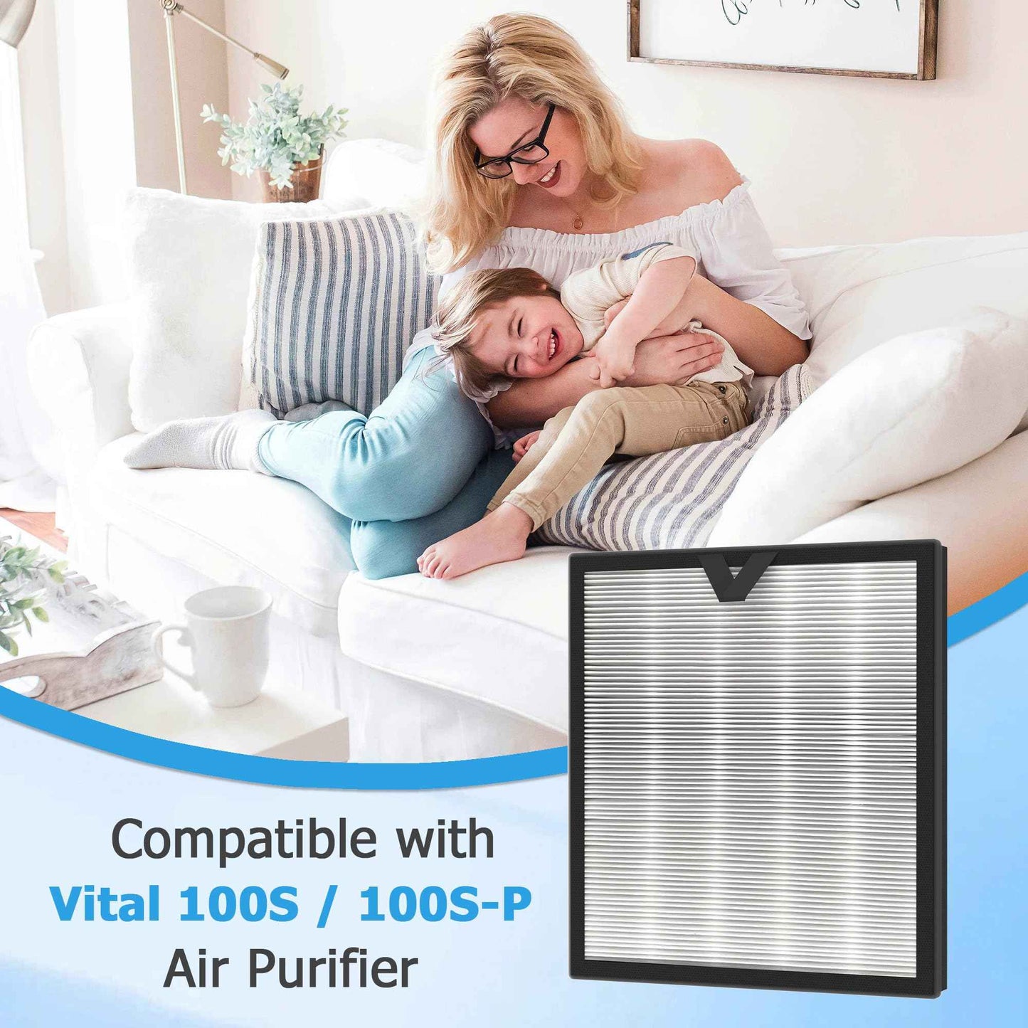 Vegebe Vital 100S 𝐖𝐚𝐬𝐡𝐚𝐛𝐥𝐞 Replacement Filter Fit for Levoit Vital 100S / 100S-P Air Purifier, H13 HEPA with High-Efficiency Activated Carbon, Part # Vital 100S-RF