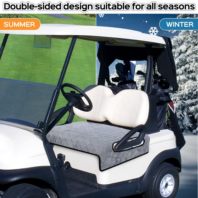 Datanly Golf Cart Seat Covers Winter Plush Universal Seat Towel Blanket with Soft Plush Surface for 2 Person Seats Golf Cart Accessories, 49.7"x 28.8"(Ball,Grey)