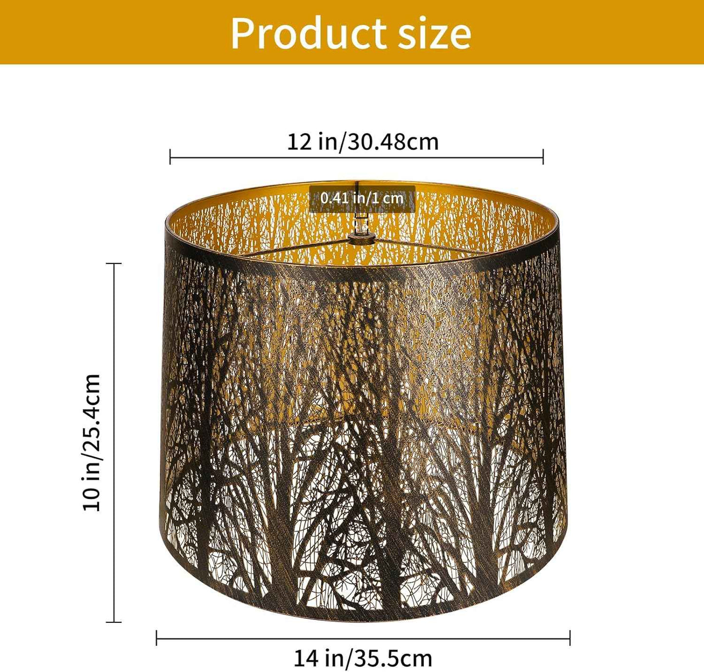 Large Forest Etched Metal Lampshade - 12'' Top x 14'' Bottom x 10'' Height for Table & Floor Lamps