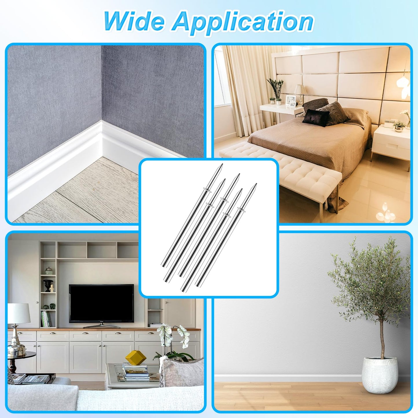 simarro 500 Packs Double-Head Skirting Thread Seamless Nail Bulk, Skirting Line without Marks Nail Invisible Security Screws with 5 Nail Specific Sleeve Tools