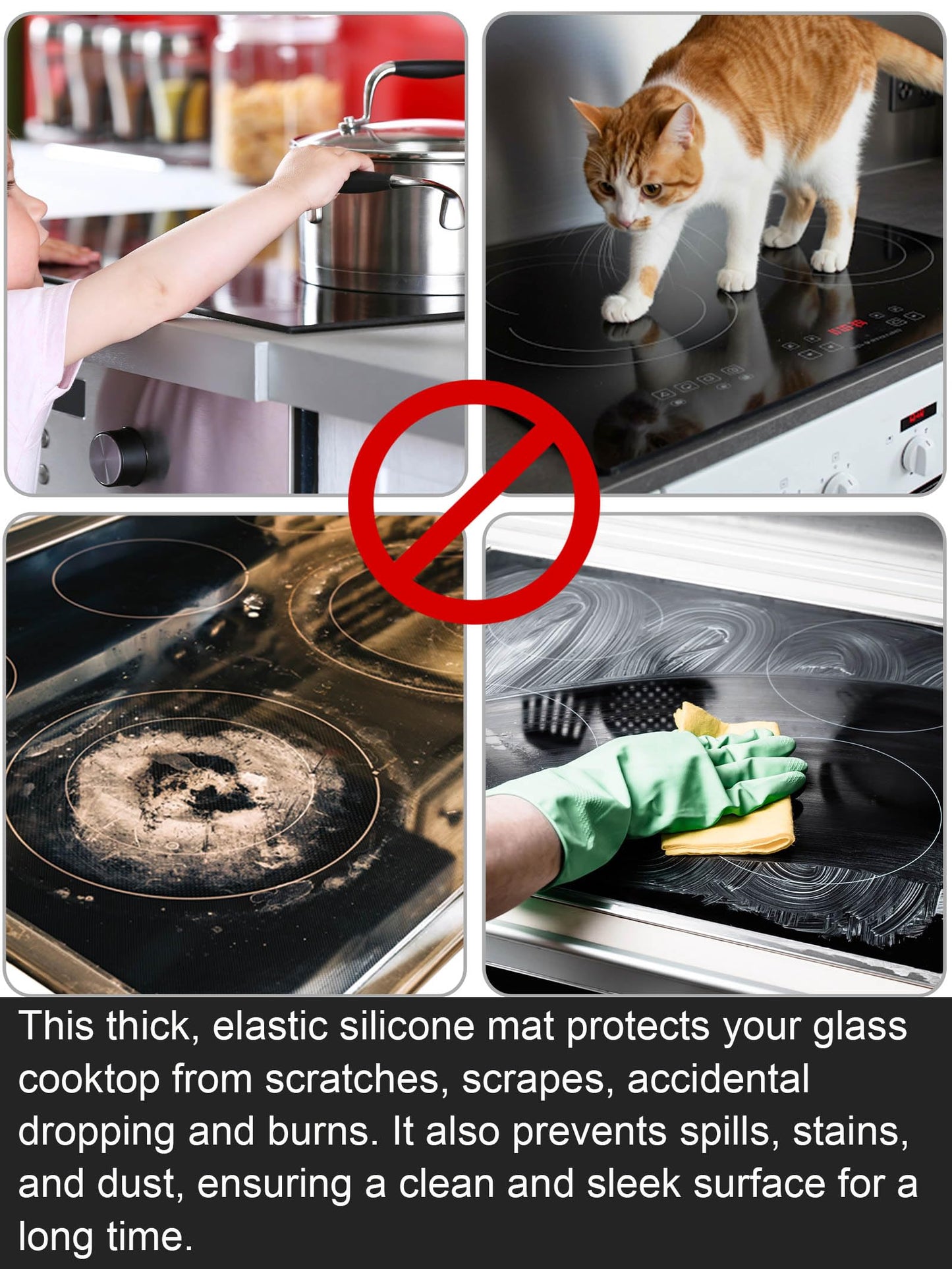 XiFEO Stove Top Covers for Electric Stove, Food Grade Heavy Duty Silicone Glass Stove Top Cover Protector, Induction Cooktop Protector, Heat Resistant Range Ceramic Stove Top Covers Mat, Oven Cover
