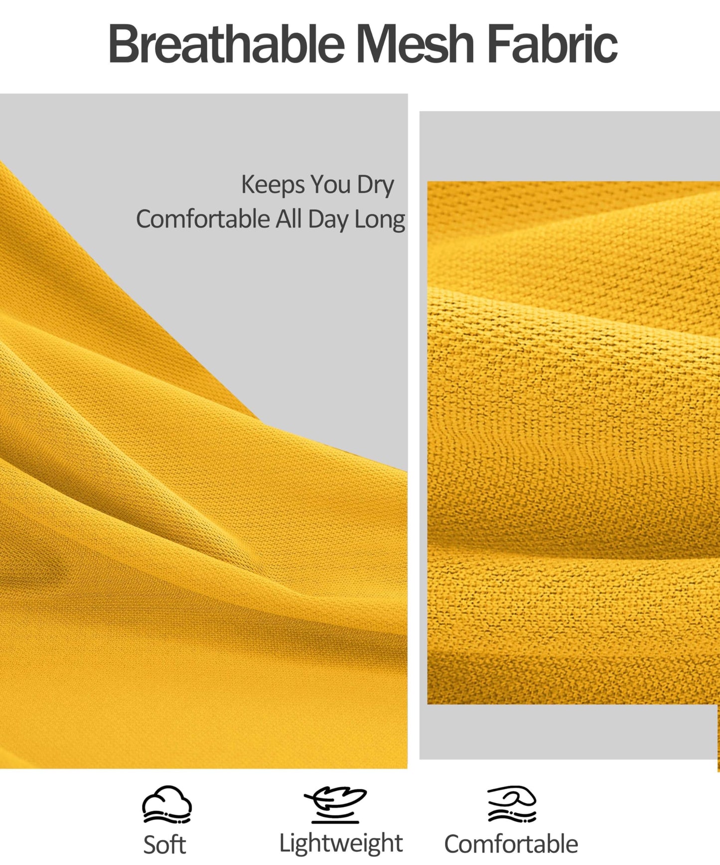 COOFANDY Mens Polo Shirts Short Sleeve Athletic Golf Polos Moisture Wicking Collared Shirts for Men with Pocket Yellow