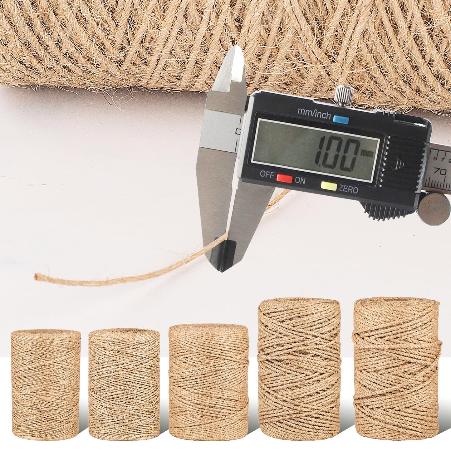 Natural Jute Twine String,Bulk Jute Rope Cord Twine for Crafting Gardening,Roll of Thick and Thin Twine for Gift Wrapping,Brown Decorative Rope,Ornament Twine for Cat Scratch Post (1mm x 1312ft)