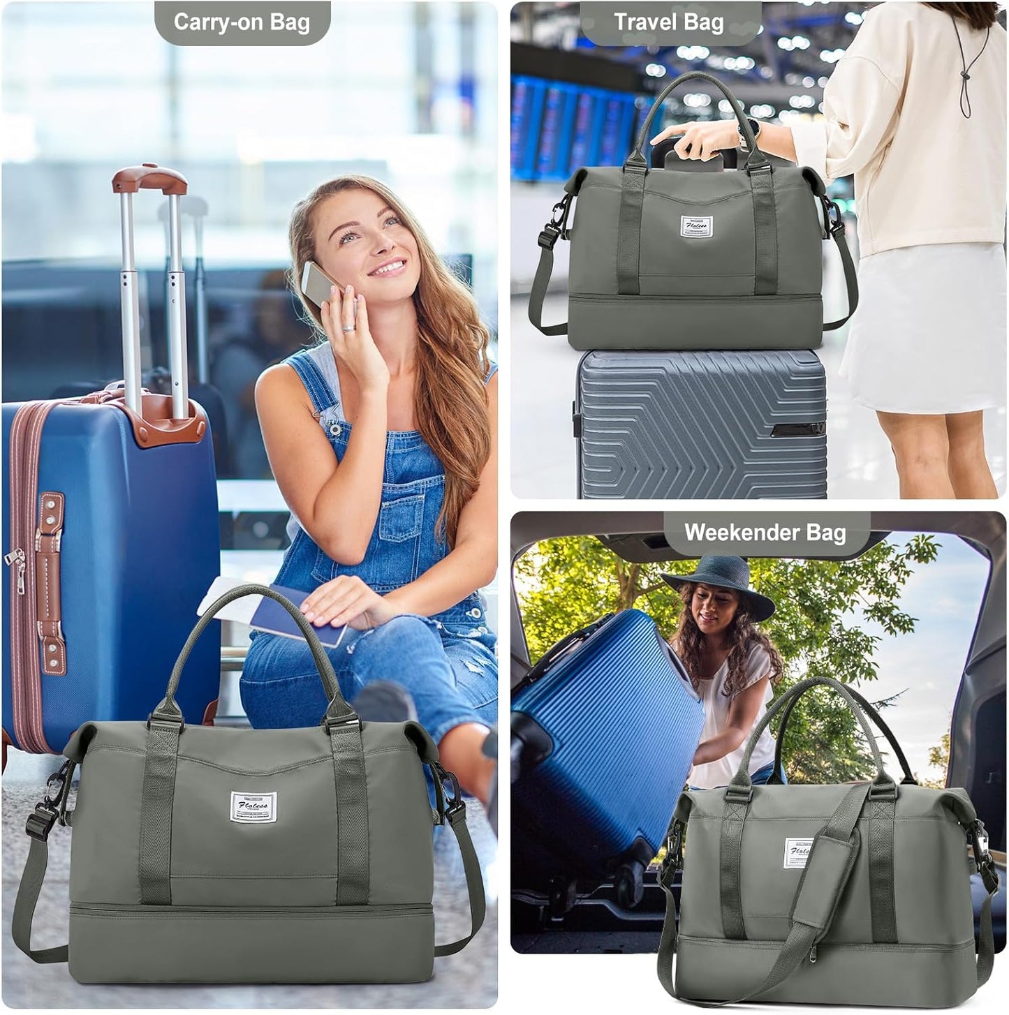 Skiennix Travel Duffel Bag - Shoes Compartment & Carry-On Design | Perfect for Weekend Getaways 18x14x8