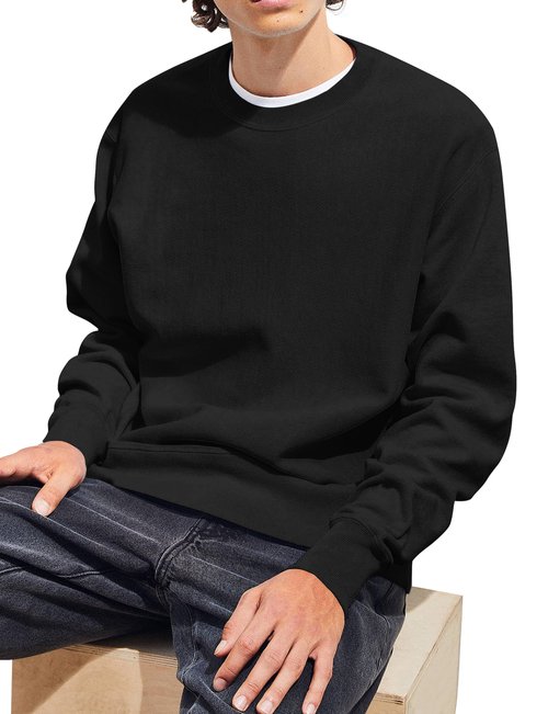 ZITY 3 Pack Mens Crewneck Sweatshirts Lightweight Long Sleeve Casual Pullover Moisture Wicking Sweatshirts for Men Black Black Grey,L