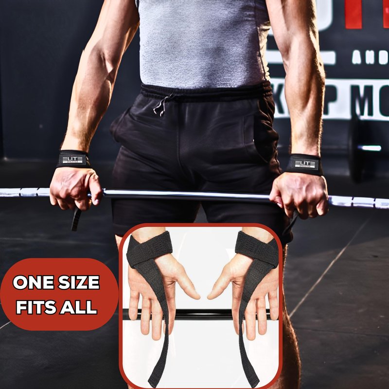 Elite Athletics Ankle Strap for Cable Machine, Gym Ankle Cuff for Cable Kickback, plus Wrist Lifting Straps for Weightlifting, Deadlift and Carry Bag (Black)