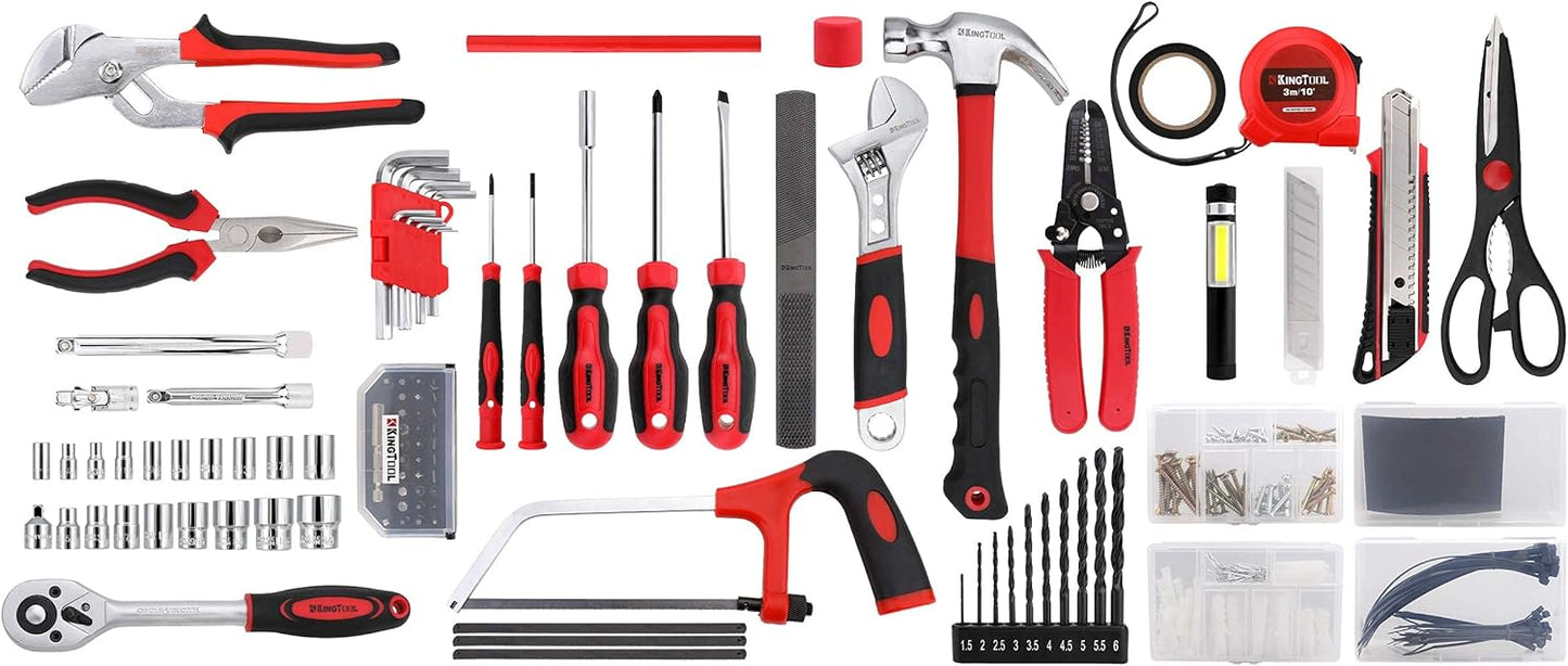 149-Piece KingTool Home Repair Tool Kit - Complete Mechanic Set with Toolbox for Home, Office & College