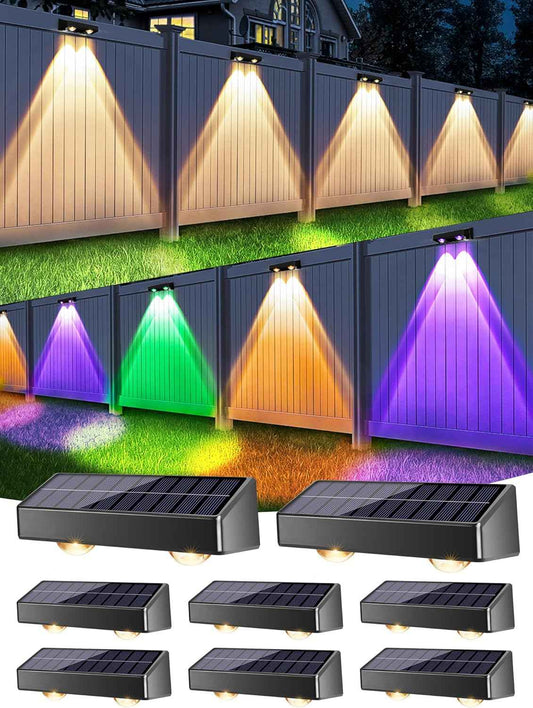 Brizled 12-Pack Solar Fence Lights – RGB & White Color-Changing Outdoor Wall Lights, IP65 Waterproof for Decks & Stairs