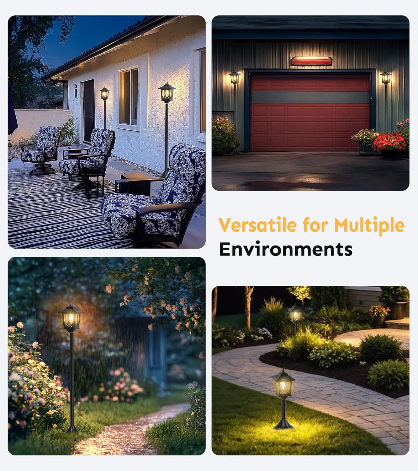 63" Waterproof Solar Lamp Post Light 2 Pack - Outdoor Patio & Porch Decor, Warm White