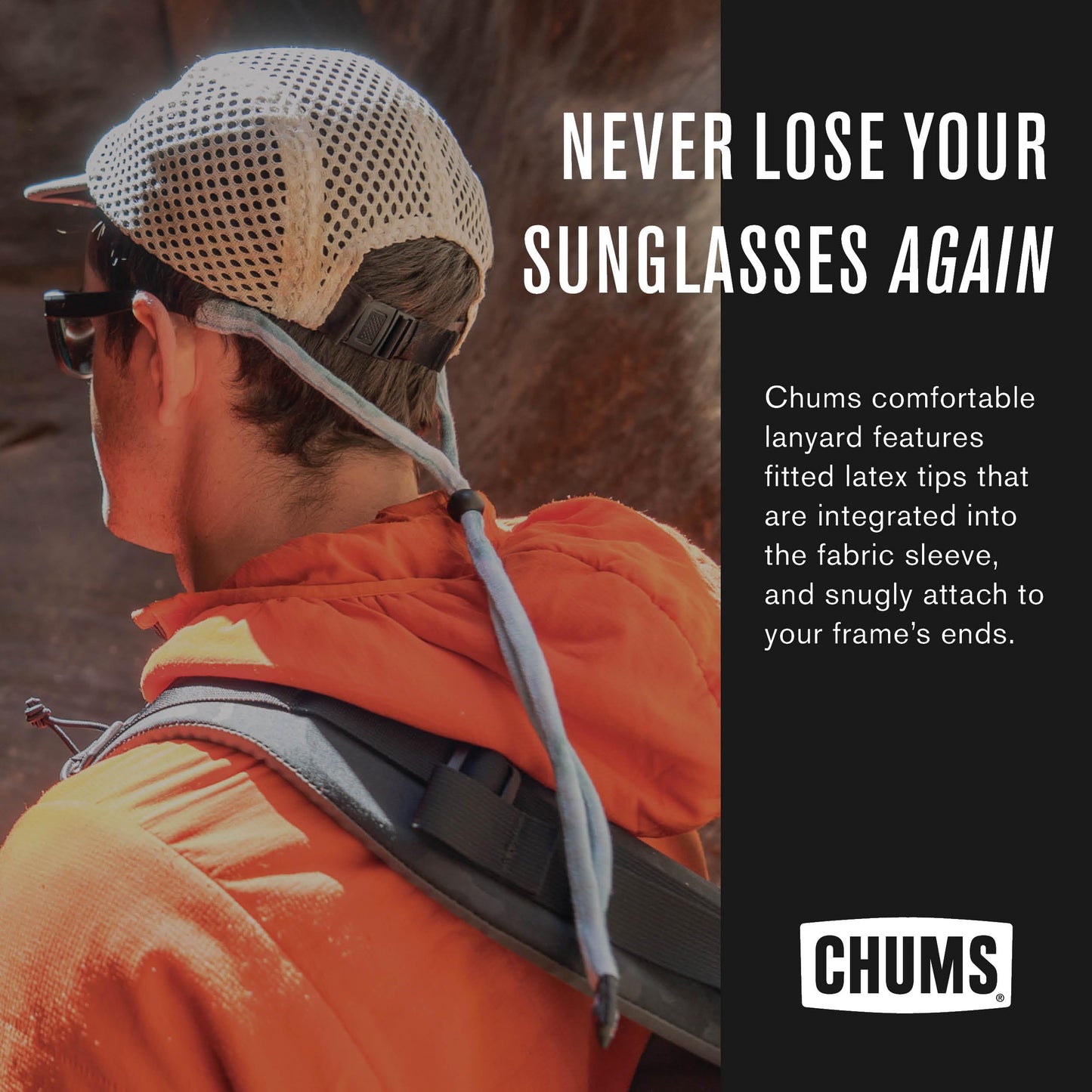 Chums Original Cotton Retainer - Unisex Eyewear Keeper for Sunglasses & Glasses - Adjustable Fit, Washable & Made in USA (Plum) Standard Size