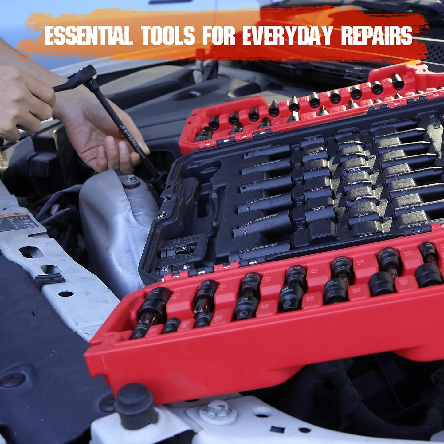 36-Piece Hex Bit Impact Socket Set with Adapters - SAE & Metric, Heavy Duty Storage Case