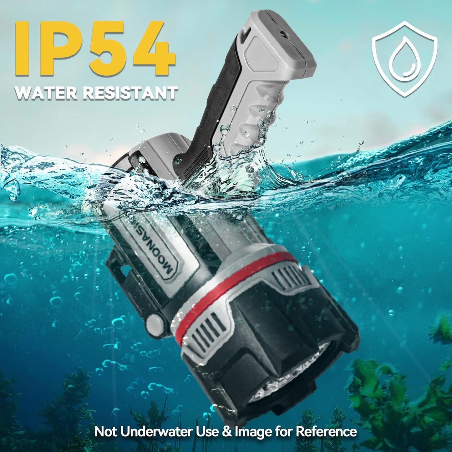 200000 Lumen Rechargeable Spotlight Flashlight - Super Bright LED Handheld Light for Hunting, Boating & Camping