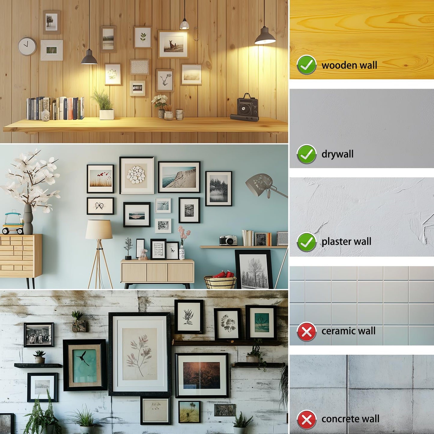 Phovana Picture Wall Hanger, 30 lb Drywall Plaster Picture Hangers, Picture Hanging Hooks, Picture Hanging Hardware, Picture Frame Hangers, Painting Hangers, Wall Hooks for Hanging Pictures, 50 Pack