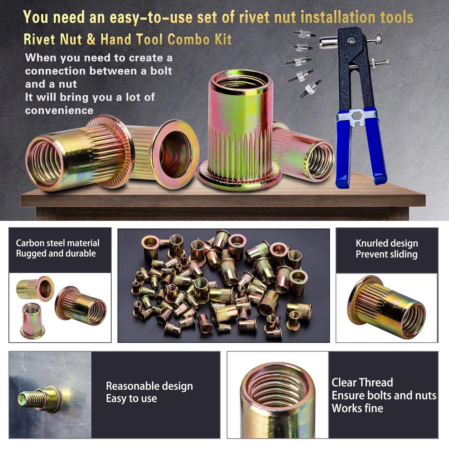 430-Piece Metric Rivet Nut Tool Kit - M8/M6/M5/M4/M3 for Automotive, Furniture & Industrial Use