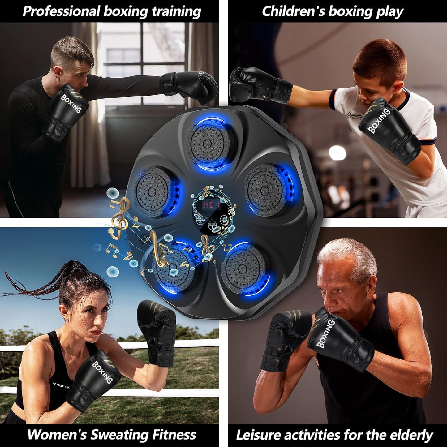 Music Boxing Machine - Interactive Punching Trainer with Gloves | Large Wall-Mounted Target for All Ages