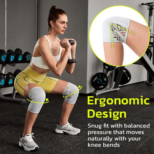 aoFIT Knee Brace for Women Men (1 Pair) 5mm Neoprene Knee Compression Sleeve Knee Support, Non-Slip Braces for Training & Fitness, Weightlifting, Black Onyx Medium