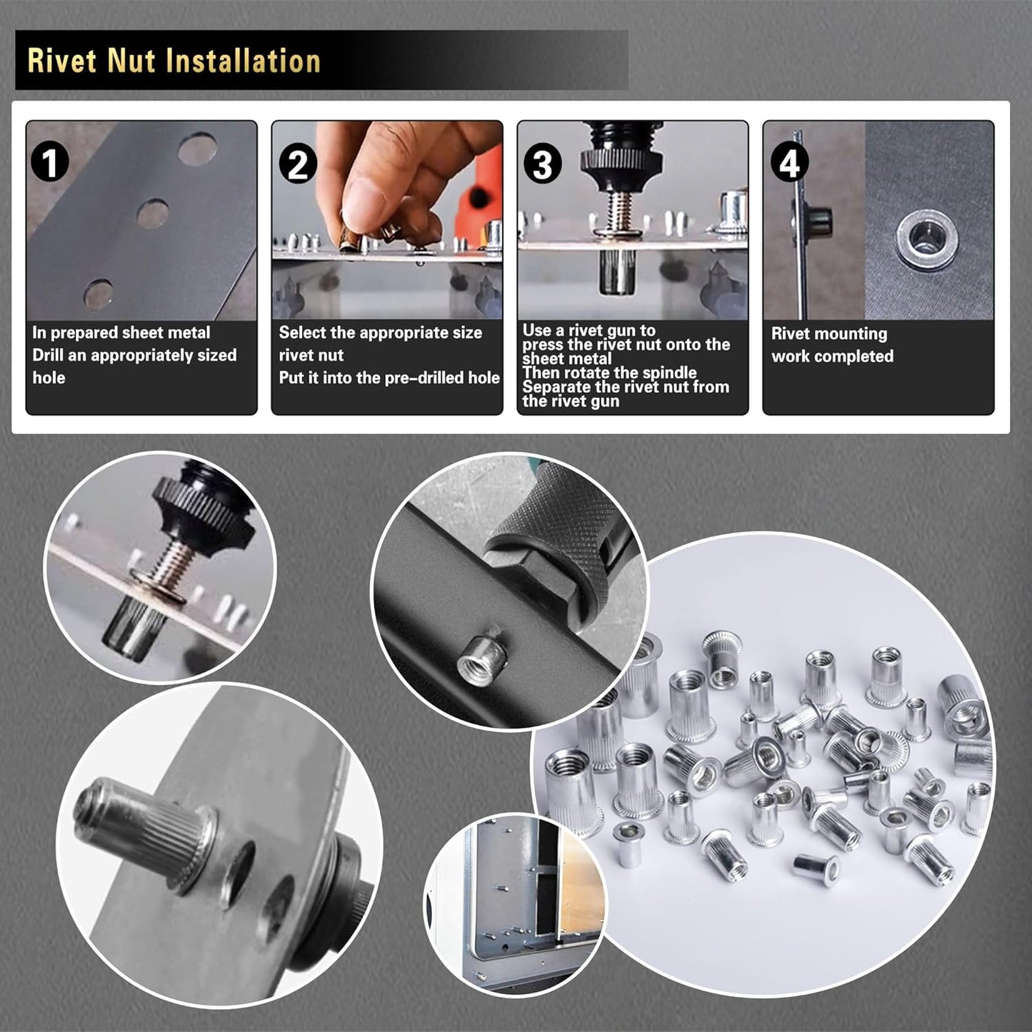 430-Piece Metric Rivet Nut Tool Kit - M8/M6/M5/M4/M3 for Automotive, Furniture & Industrial Use