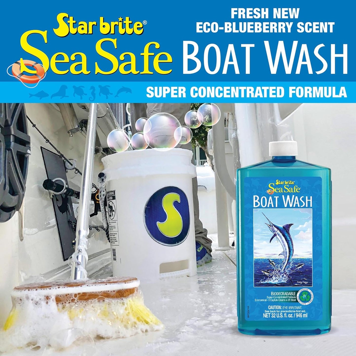 STAR BRITE Sea Safe Boat Wash - Super Concentrated Formula for Gentle Dirt Removal - Safe for All Surfaces