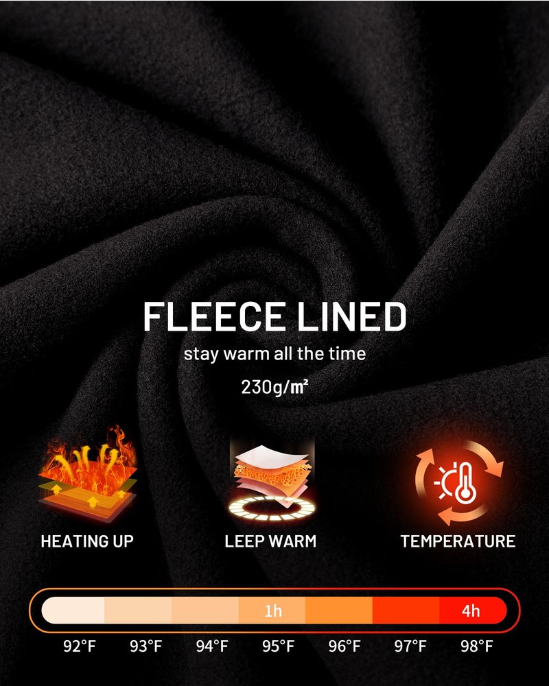 Runhit Thermal Underwear for Men Fleece Lined Long Johns Base Layer Top Bottom Set Cold Weather Gear Hunting Running Skiing Cycling Black M