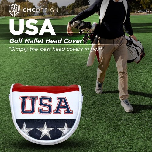 CMC Design Golf Mallet Head Cover - Custom USA Embroidered Golf Driver - Premium Faux Leather, Beautiful Design Elements & Soft Protective Lining β Great Fit for Any Mallet & Golfer
