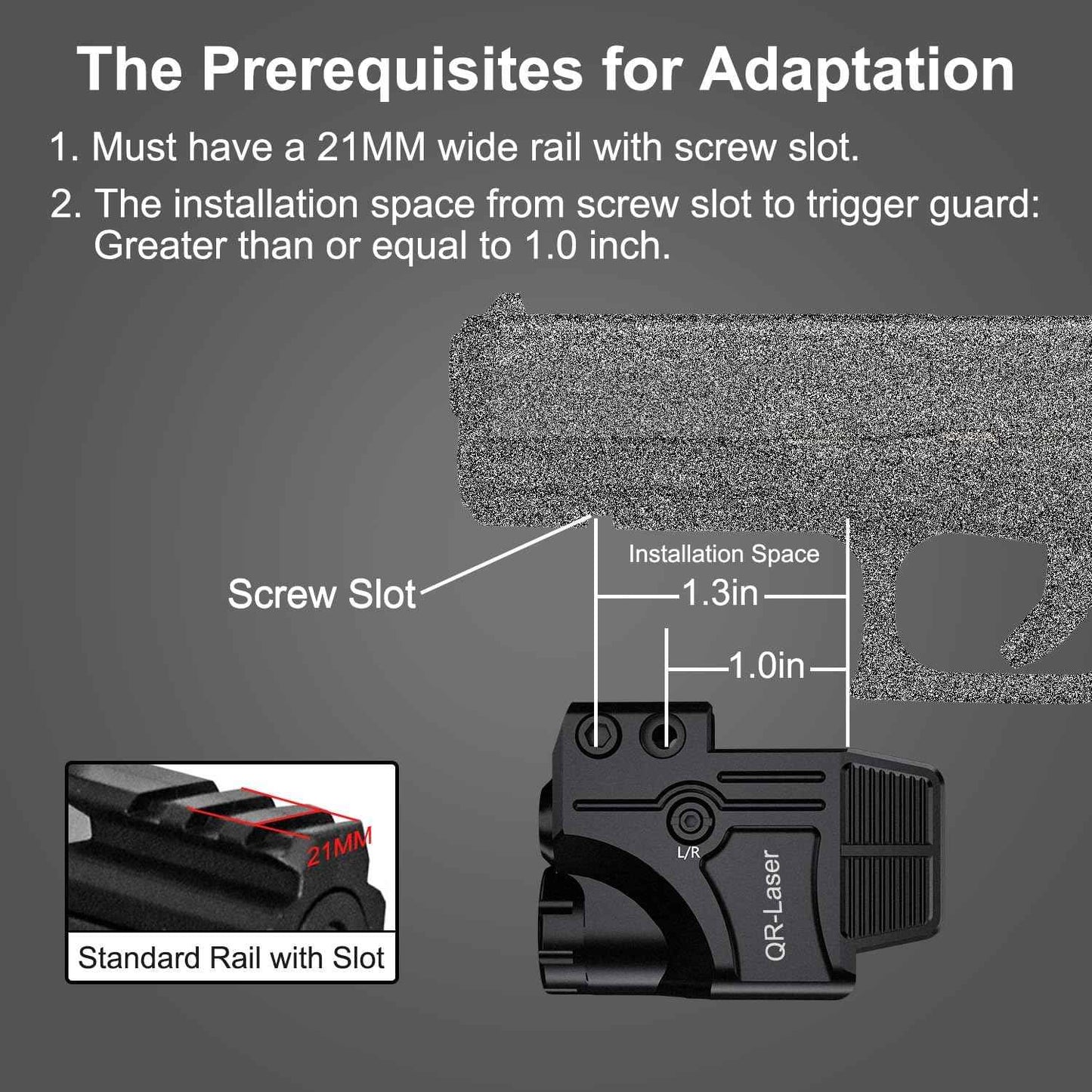 800 Lumens Tactical Flashlight Laser Sight Combo - USB Rechargeable LED Light for Handguns