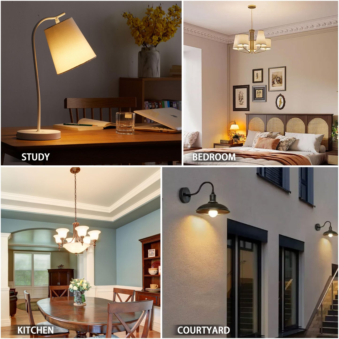 LAMPHOME 4-Pack Daylight White LED Bulbs - Brighten Your Bedroom & Living Room, 60W Equivalent, 5000K, 9W, 15000-Hour Life, E26 Base