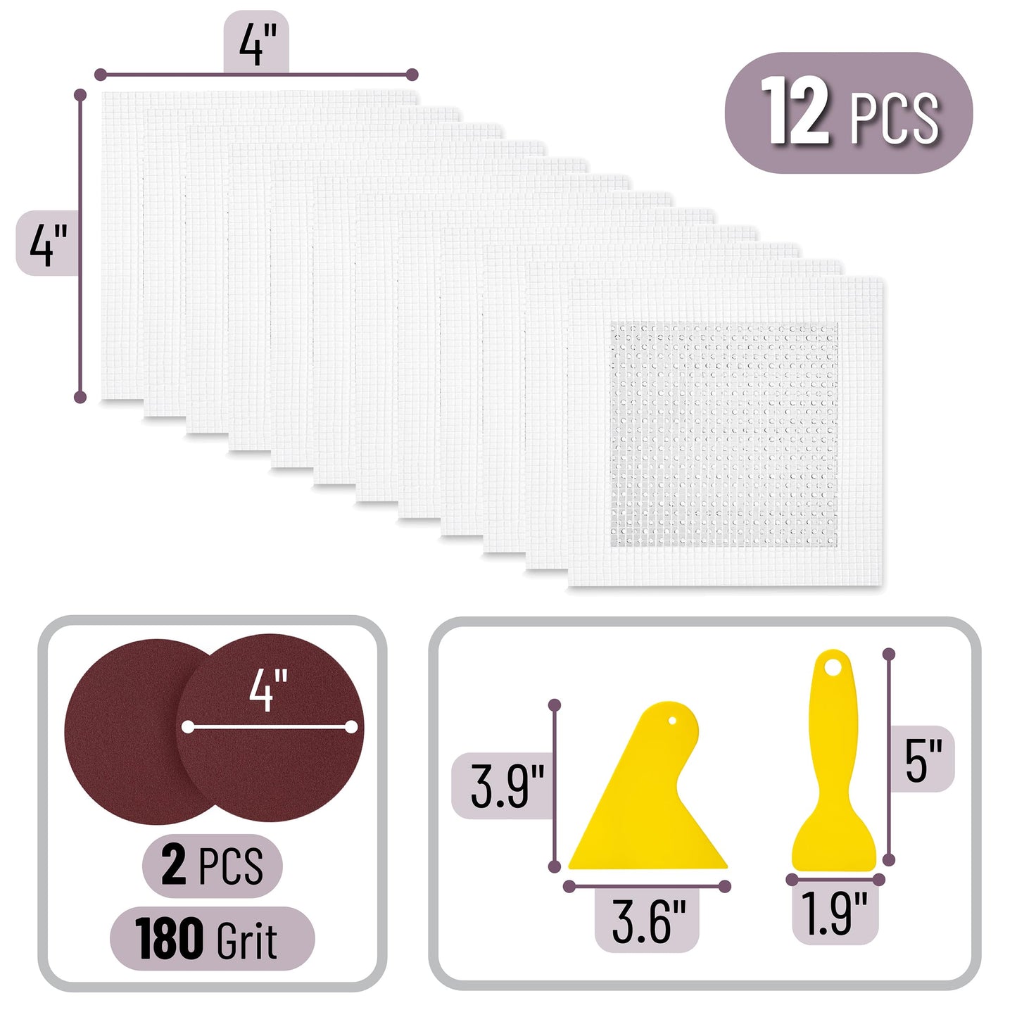 Bates- Drywall Repair Kit, 16 pcs, 4Inch, Dry Wall Patch Kits, Wall Repair Patch Kit, Wall Patch Repair Kit, Drywall Hole Patch, Drywall Patch Kit, Wall Hole Repair Kit, Drywall Patch Hole