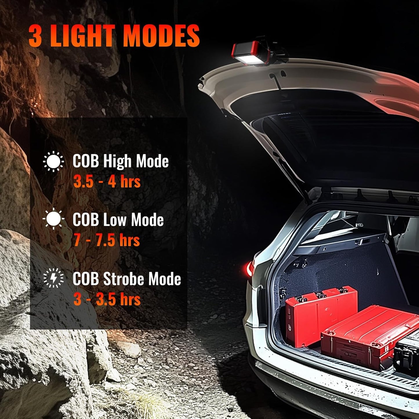 2100LM LED Rechargeable Work Light with Clamp - 2-Pack Magnetic Clip-On, 270° Rotating, Portable for Car Repair & Job Site Lighting