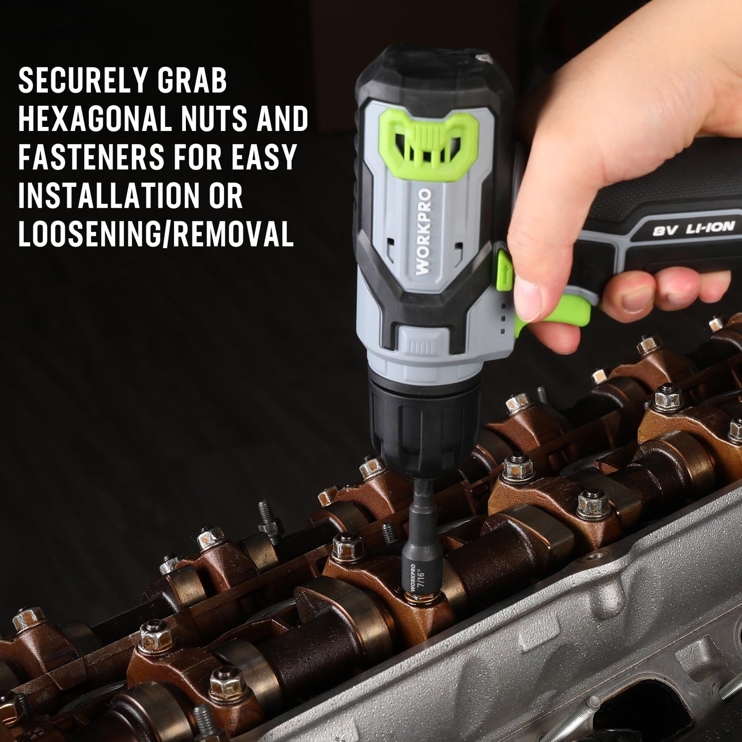 WORKPRO 6 PCS Magnetic Nut Driver Set, Metric & SAE, 1/4" Hex Shank, Drill Socket Set, Impact Driver Bit Set, 1/4” to 9/16”, Chrome Vanadium Steel