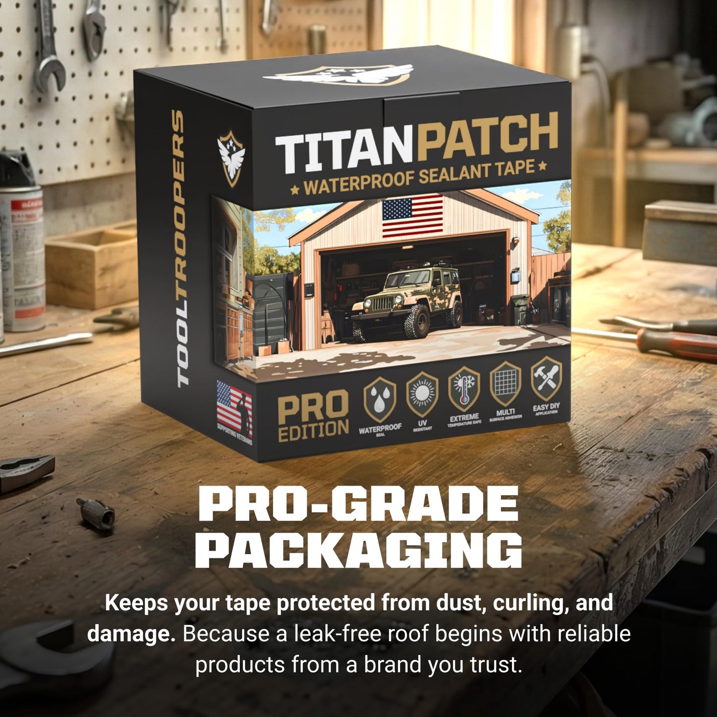 TITANPATCH PRO Waterproof Sealant Tape – White 4" x10' – Stops Leaks Fast & Stays Sealed for 15+ Years – Sticks to RVs, Roofs, Pools, Boats, Gutters – Built for Harsh Weather (-40°F to 190°F)
