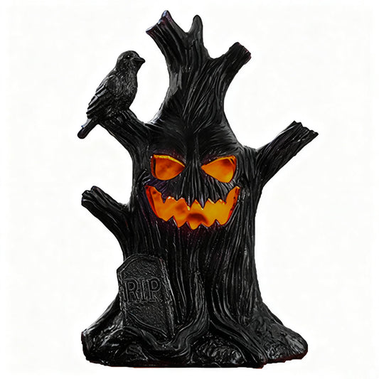 Lifnatty Halloween Tree Light Decoration Indoor – LED Battery Operated Scary Tree Decor with Glowing Face, Halloween Decoration for Home Party Table Haunted House