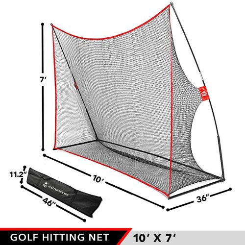 Practice Golf Hitting Net by Day 1 Sports - Large 10’ x 7’ - Portable Carry Bag - Indoor or Outdoor Use - Quick and Easy Assembly - Durable Golf Practice and Training Equipment, Personal Driving Range