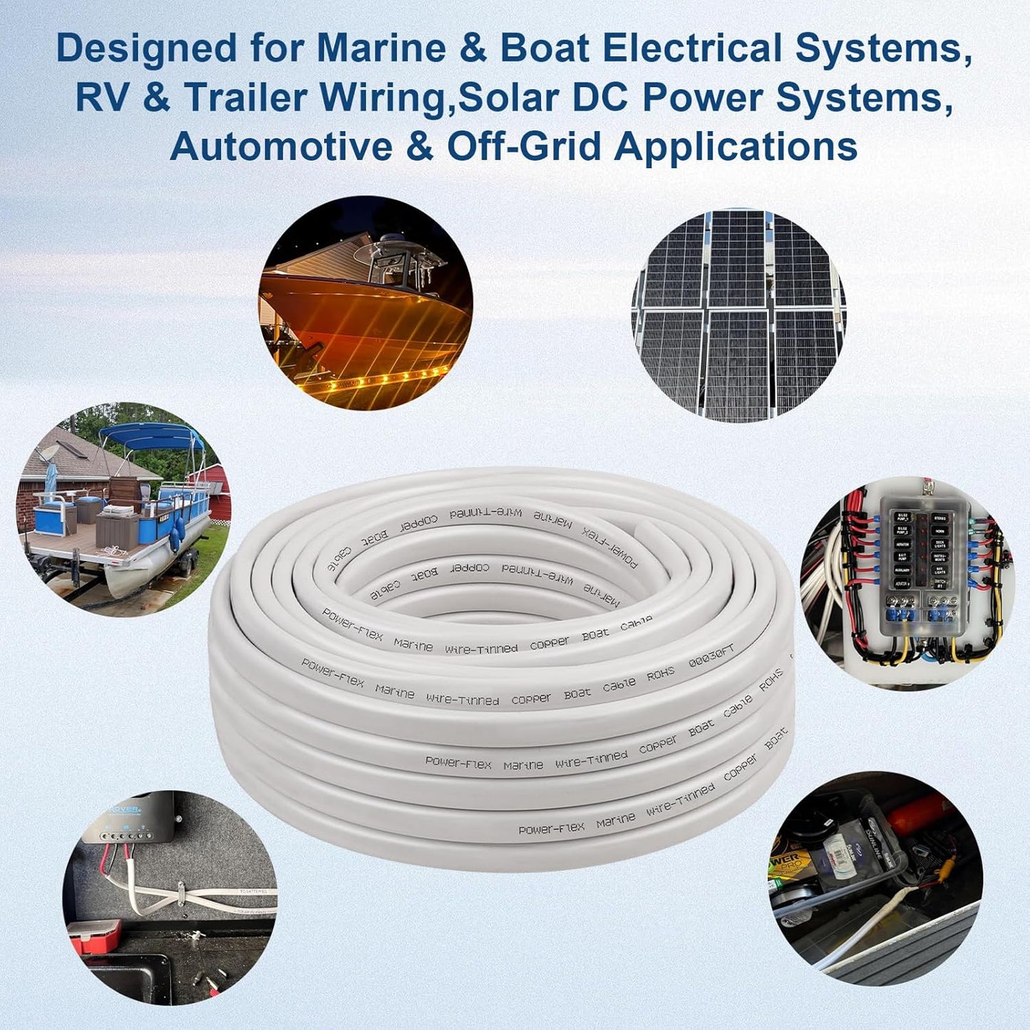 XRDS Marine Wire - 12 AWG Duplex Boat Cable (10FT, Red & Black) | High-Strand Tinned Copper, Flexible PVC Jacket for Boats, RVs & Trailers