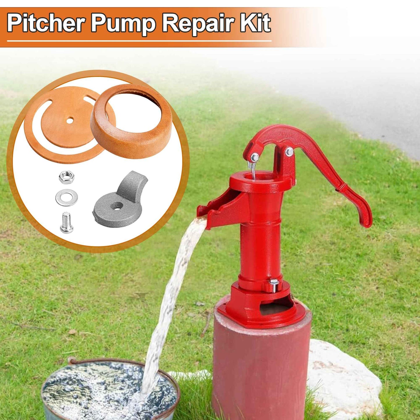 Pitcher Pump Repair Kit and Well Parts Set for Simmons 1160/PM500 and No.2 Hand Pumps - Lower Valve Leathers, Pitcher Pump Cup Leathers, Check Valve Weight and Maintenance Kit
