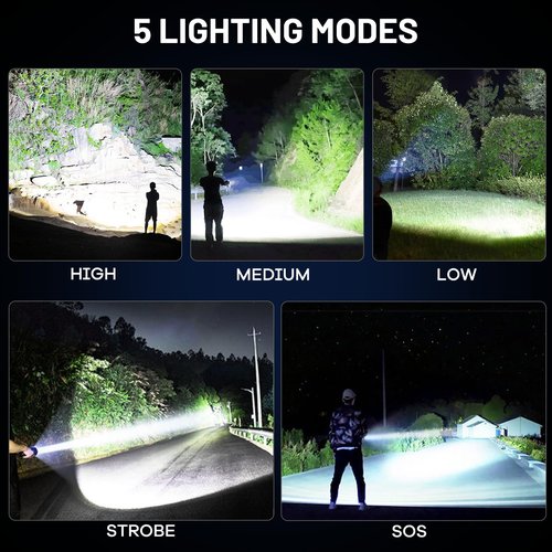 MIXILIN Rechargeable Flashlights High Lumens, 4 Pack 99,000 Lumens Super Bright Led Flashlight with USB Cable & 5 Modes, Handheld Flash Light Waterproof Flashlight for Home Camping