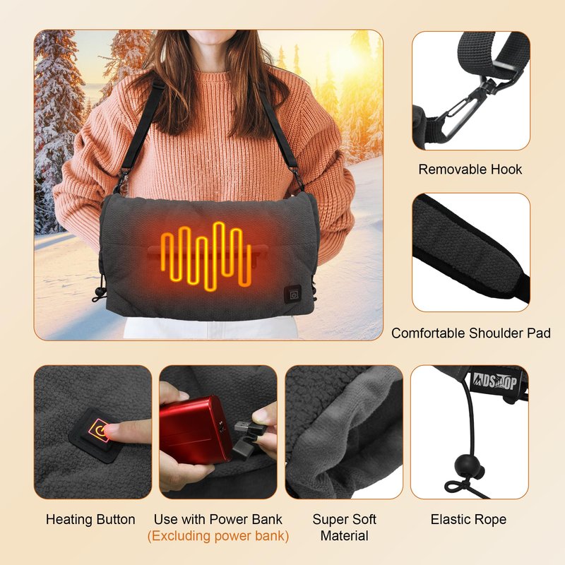 MDSTOP Heated Hand Warmer Pouch, Portable Electric Heated Hand Muff, Heated Gloves for Women, Men, Kids, Hunting,Fishing,Camping,Golf & Xmas Gifts(No-Battery)