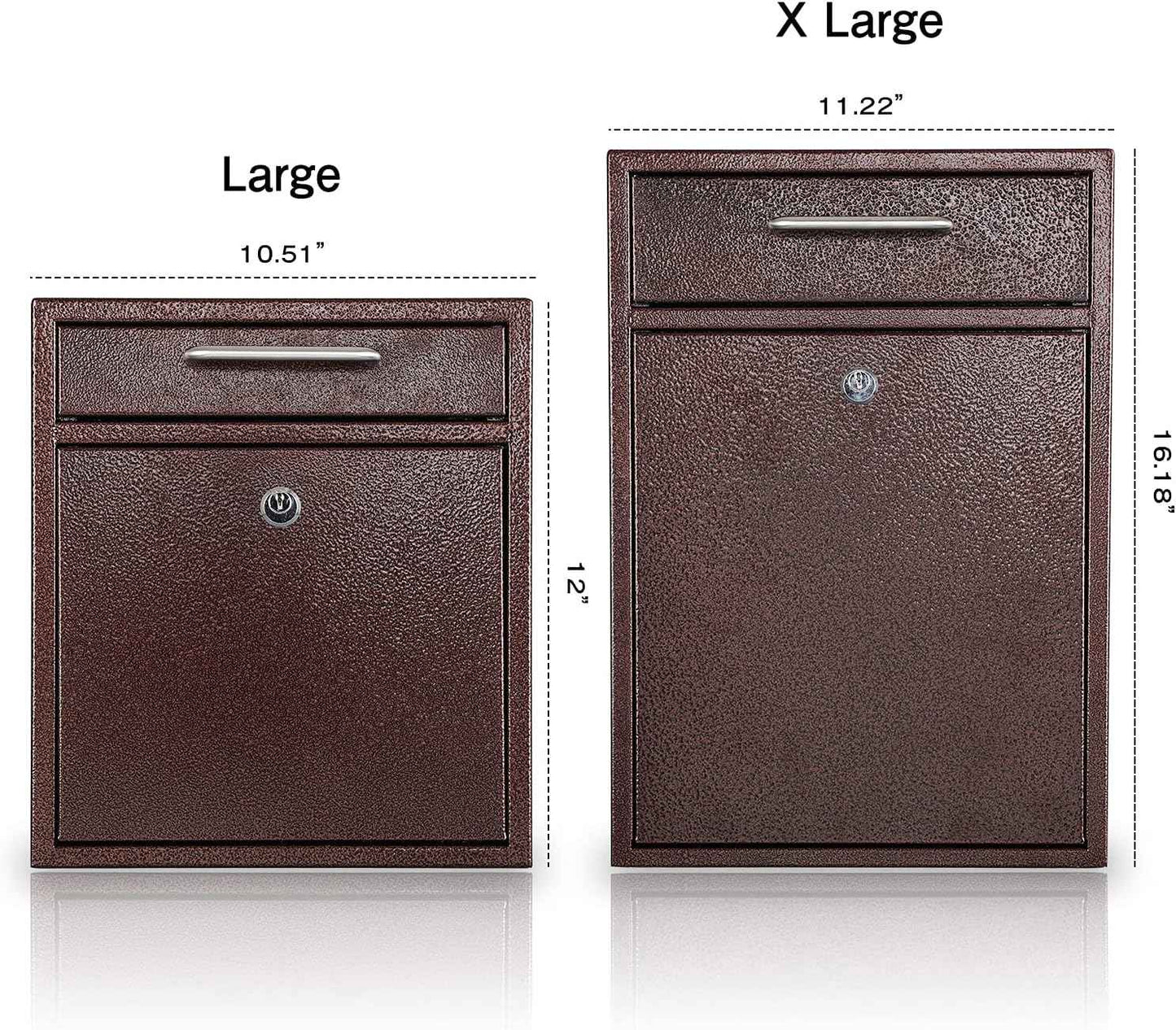 Secure Wall-Mount Mailbox with Lock | KYODOLED Large Steel Drop Box, Black, 16.2H x 11.22L x 4.72W