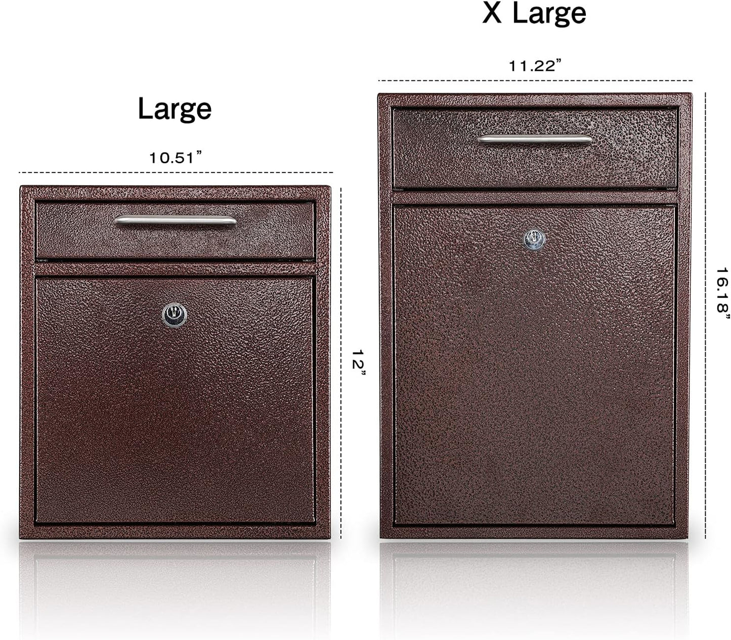 Secure Wall-Mount Mailbox with Lock | KYODOLED Large Steel Drop Box, Black, 16.2H x 11.22L x 4.72W