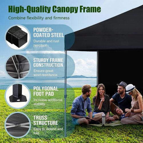 Eurmax USA Pop Up Canopy Tent - 10x10ft Portable Shelter with Removable Sidewall & 4 Sand Bags | White